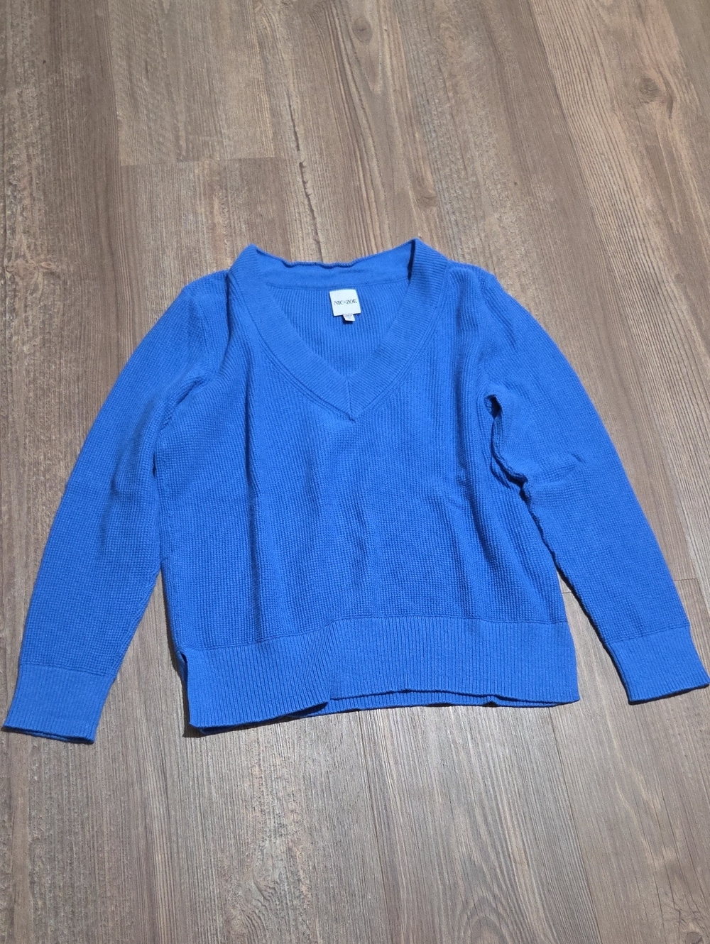 Blue Nic + Zoe V-Neck Women's Sweater